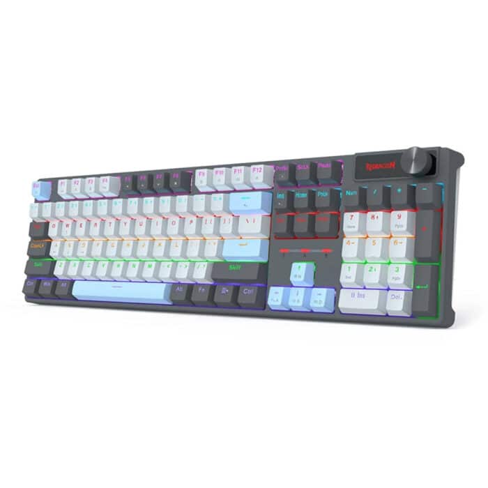 Redragon K718 Wired 104 Keys Gaming Keyboard, Rainbow Backlit Wired Mechanical Keyboard