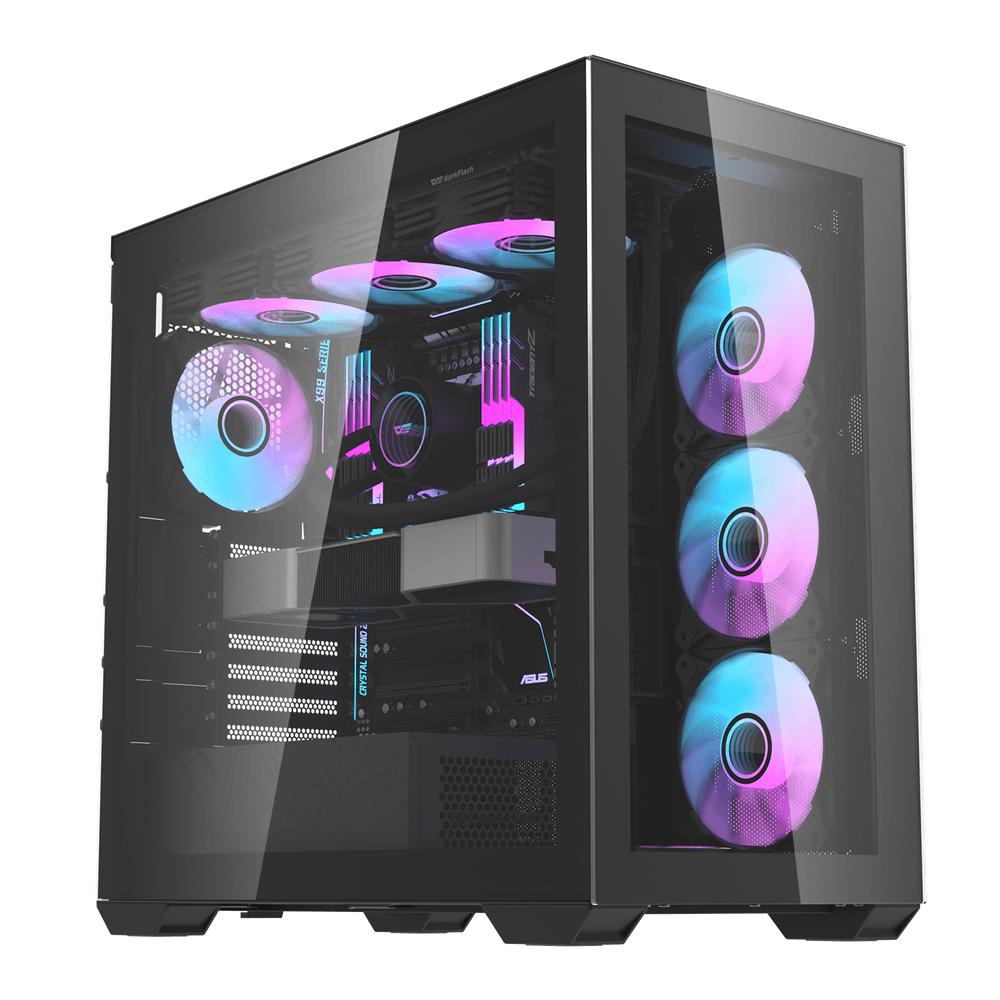 DarkFlash DLX4000 Glass E-ATX case include 9 ARGB fans Black