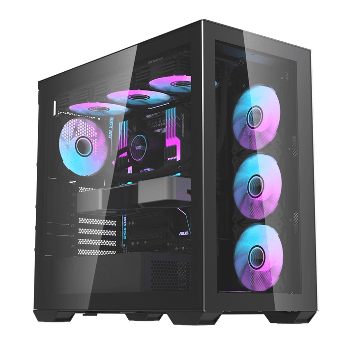 DarkFlash DLX4000 Glass E-ATX case include 9 ARGB fans Black