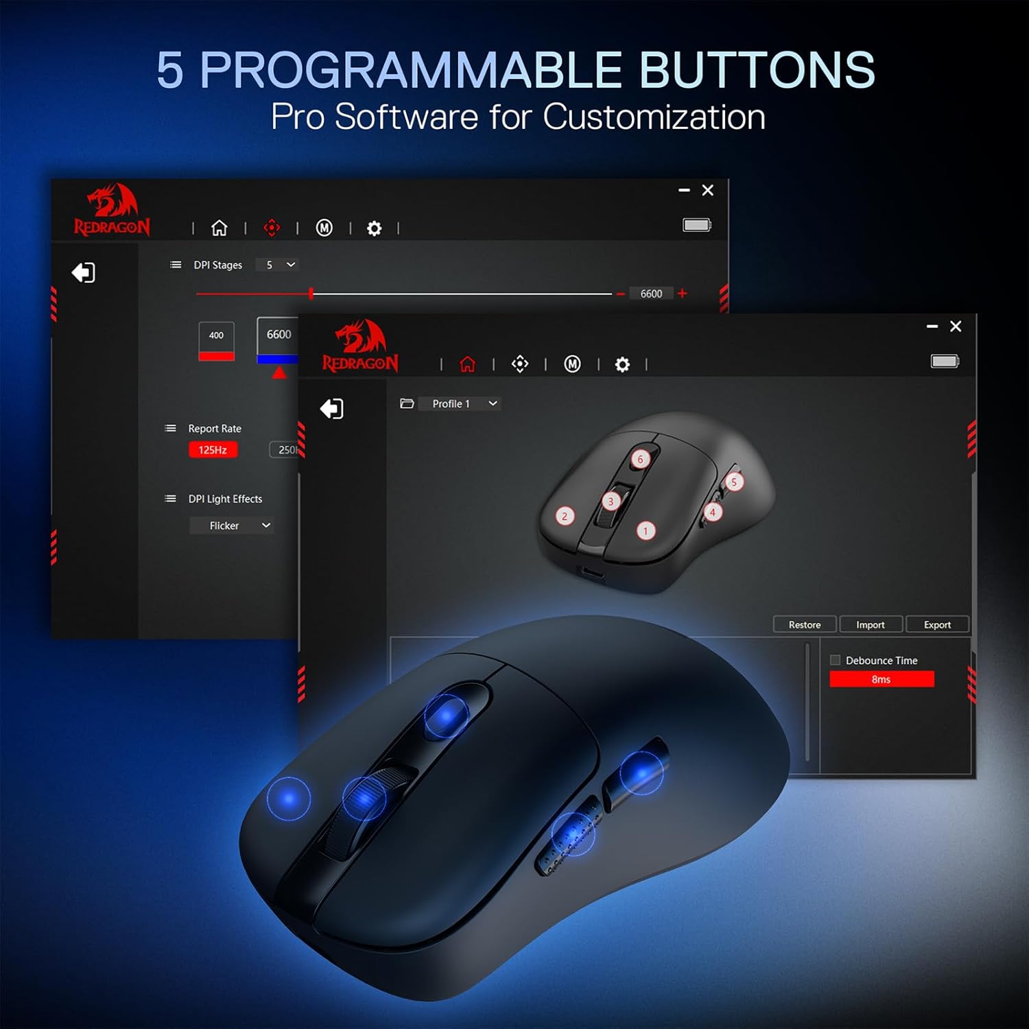 فأرة Redragon M998 - قاعدة الشحن RGB