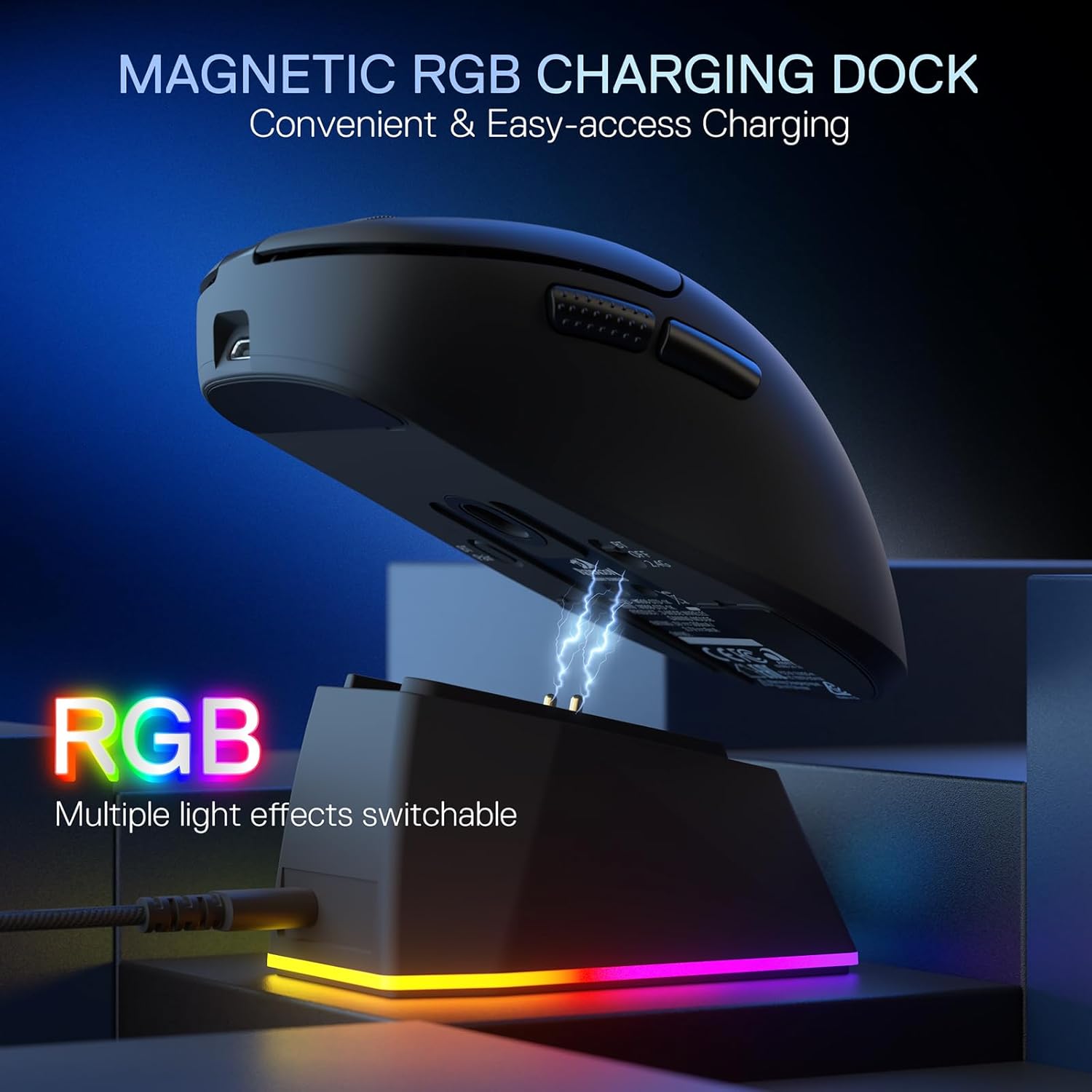 ماوس الألعاب اللاسلكي الخفيف الوزن Redragon M998 مع قاعدة شحن RGB مغناطيسية