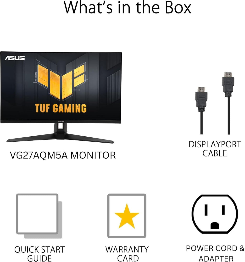 ASUS TUF Gaming VG27AQM5A 27 Inch 2K QHD 2560×1440 300Hz 0.3ms GTG Fast IPS G-Sync Compatible FreeSync Premium Black Gaming Monitor