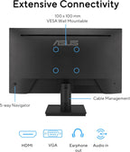 ASUS VA249HG – 23.8-Inch IPS Full HD 1920x1080, 120Hz, 1ms MPRT, HDMI & VGA, Low Blue Light, Flicker-Free, VESA mountable