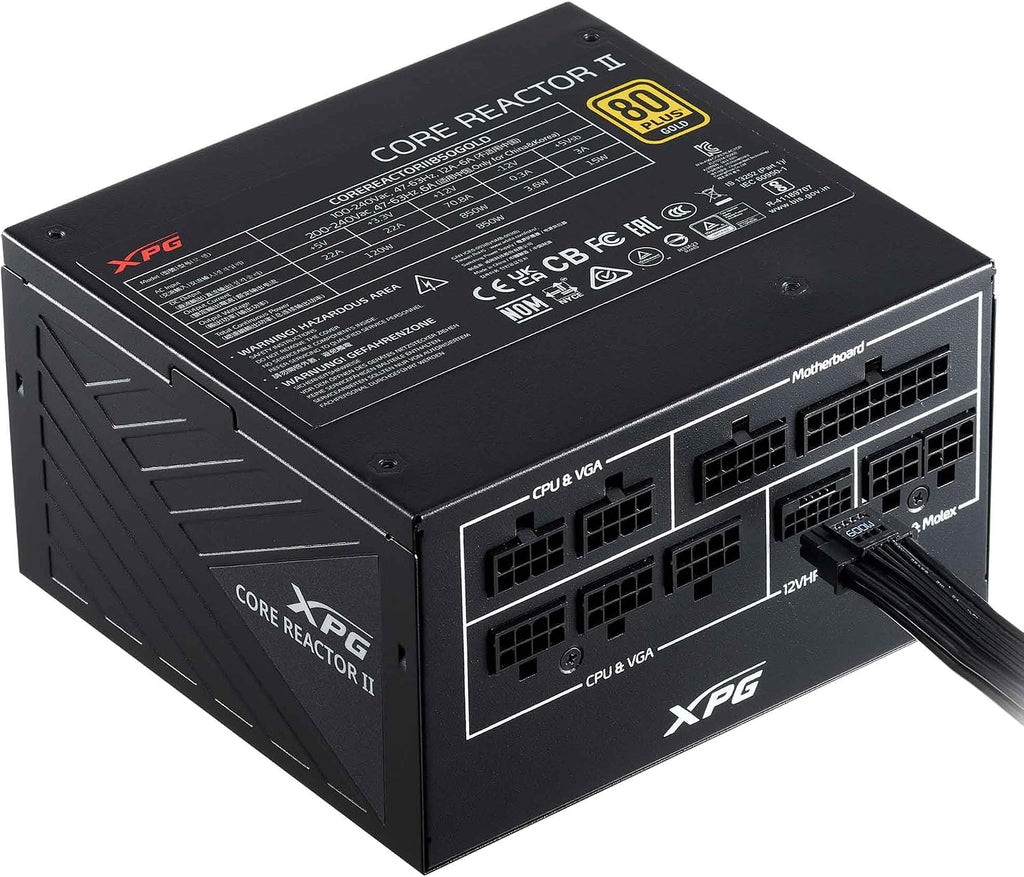 مزود طاقة XPG Core Reactor II VE يوضح الكيبلات