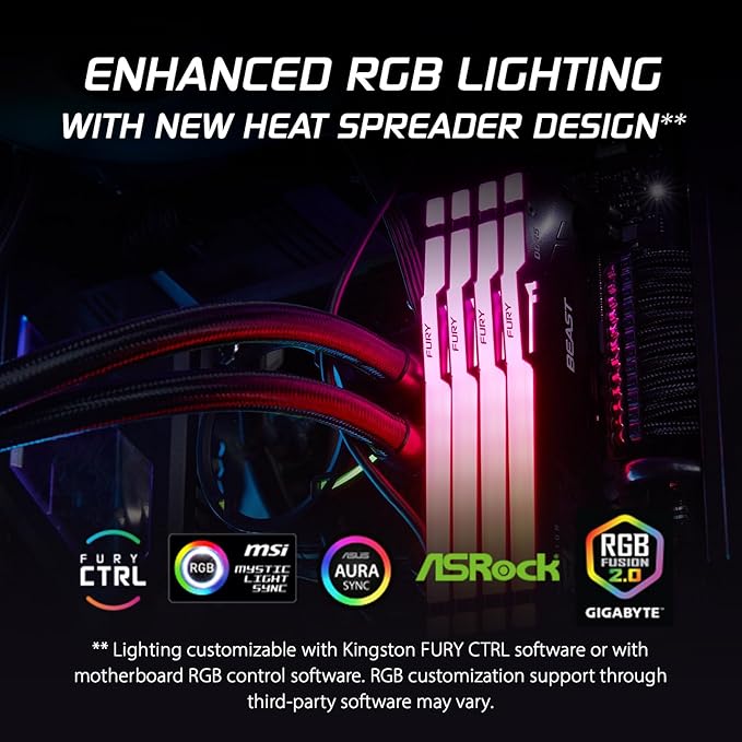 رام Kingston Fury Beast 32GB من زاوية جانبية