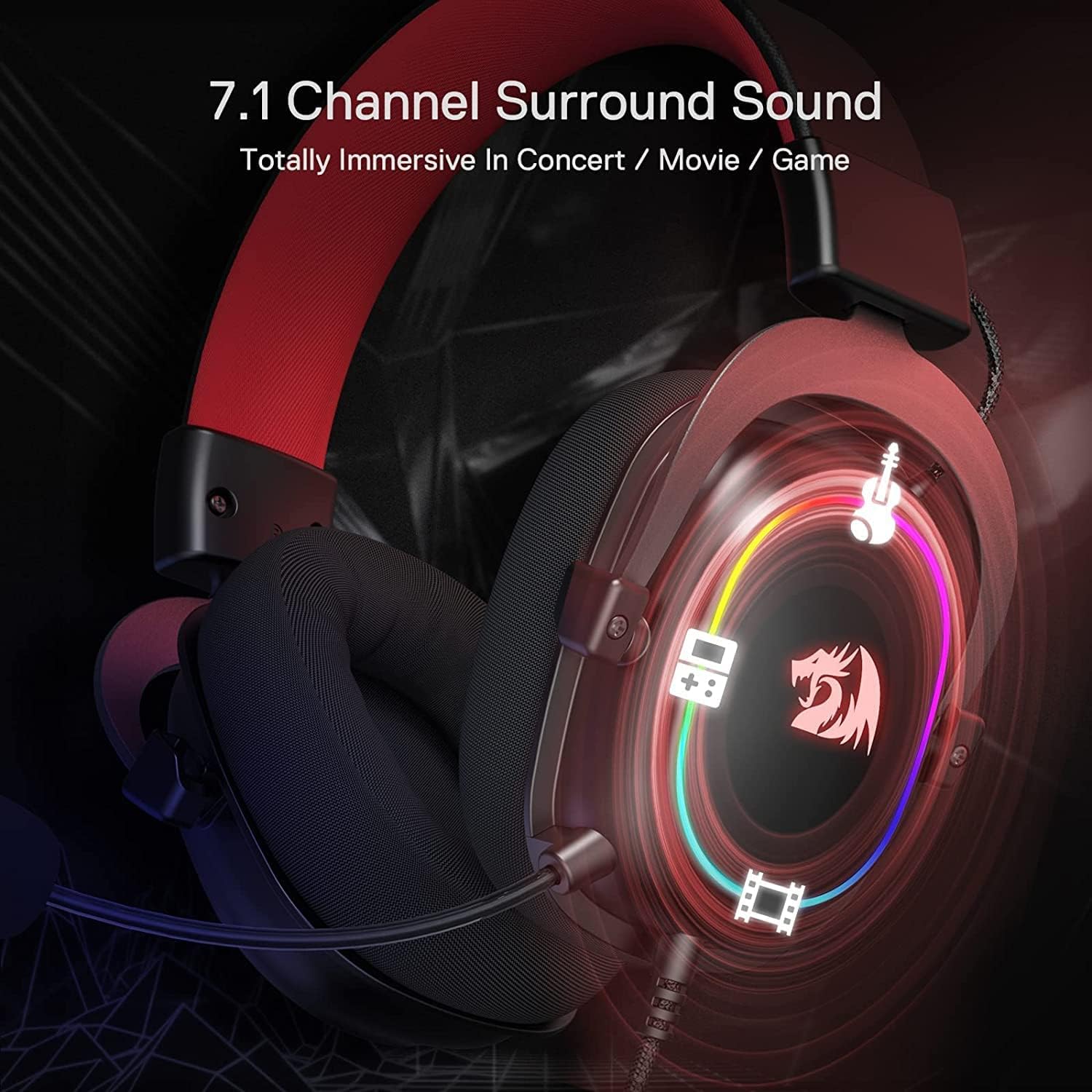 سماعة رأس الألعاب السلكية Redragon H510 Zeus-X RGB - صوت محيطي 7.1