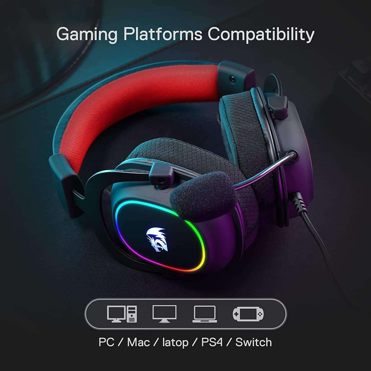 سماعة رأس الألعاب السلكية Redragon H510 Zeus-X RGB - صوت محيطي 7.1