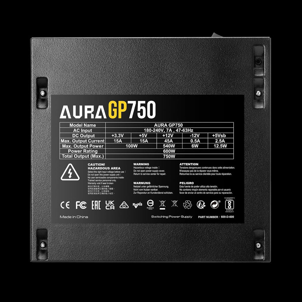 Gamdias AURA GP750 750W Power Supply – Non-Modular Power Supply