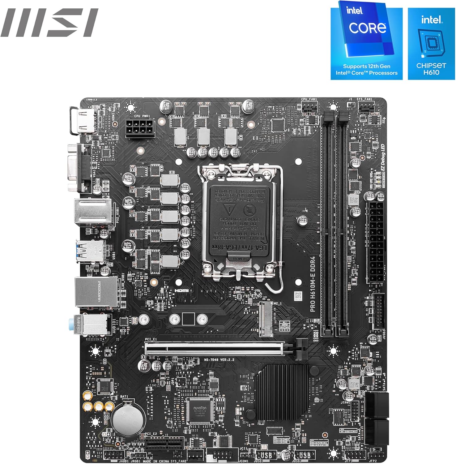 اللوحة الأم MSI PRO H610M-E إنتل DDR4