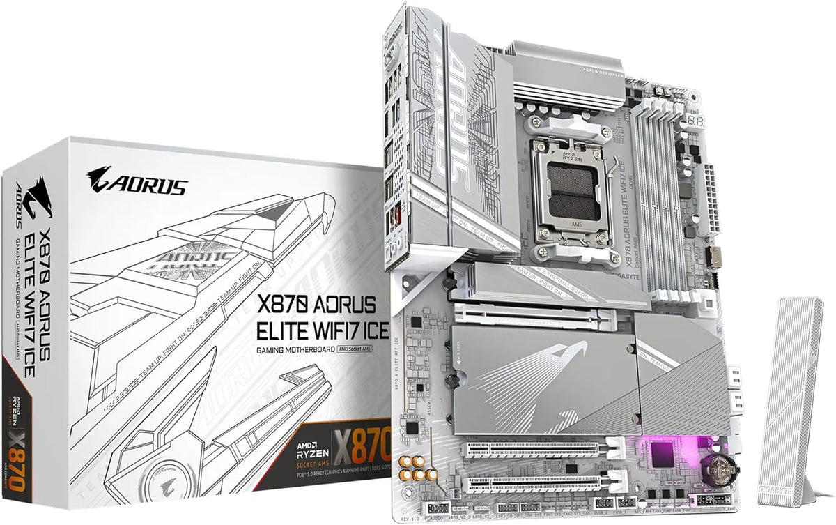 GIGABYTE X870 AORUS Elite WIFI7 ICE Motherboard - front view