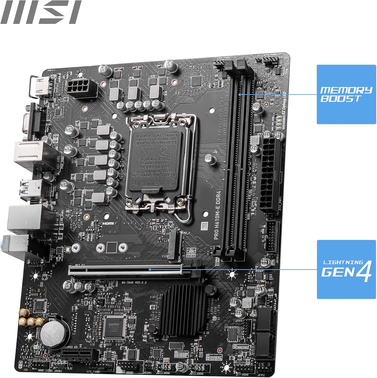 اللوحة الأم MSI PRO H610M-E إنتل DDR4