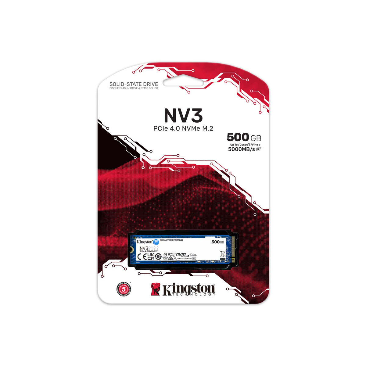 SSD Kingston NV3 500GB PCIE 4.0 NVME SNV3S/5000MB