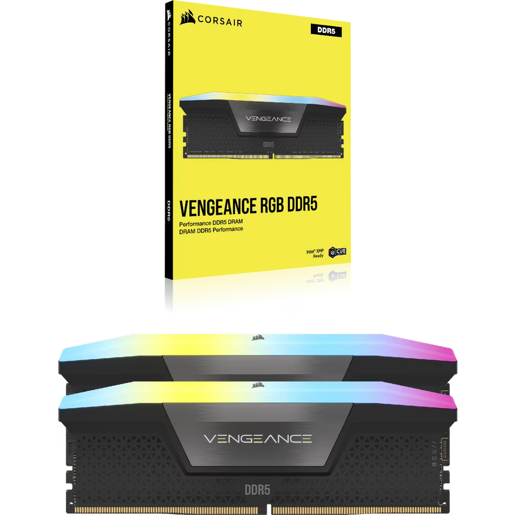 Corsair Vengeance RGB DDR5-6000MHz 48GB (2x24GB) CL36-44-44-96 Dual-Channel Kit – PC5-48000, Intel XMP 3.0, Black RGB Desktop Memory