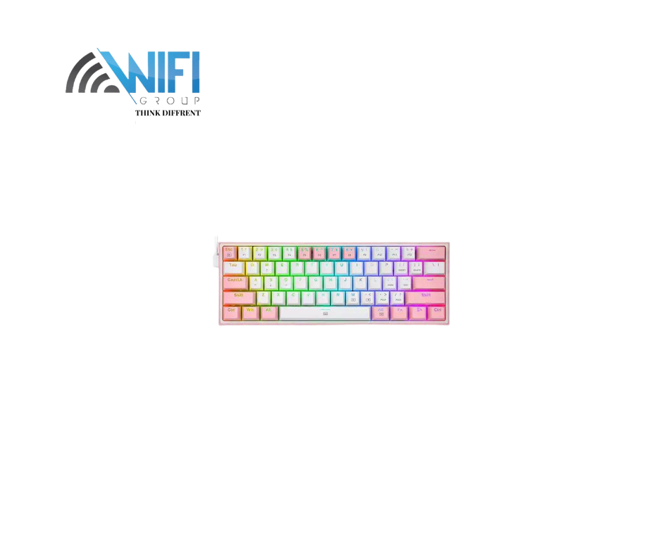 لوحة Redragon K617 Fizz 60% أبيض/وردي - WiFi Group