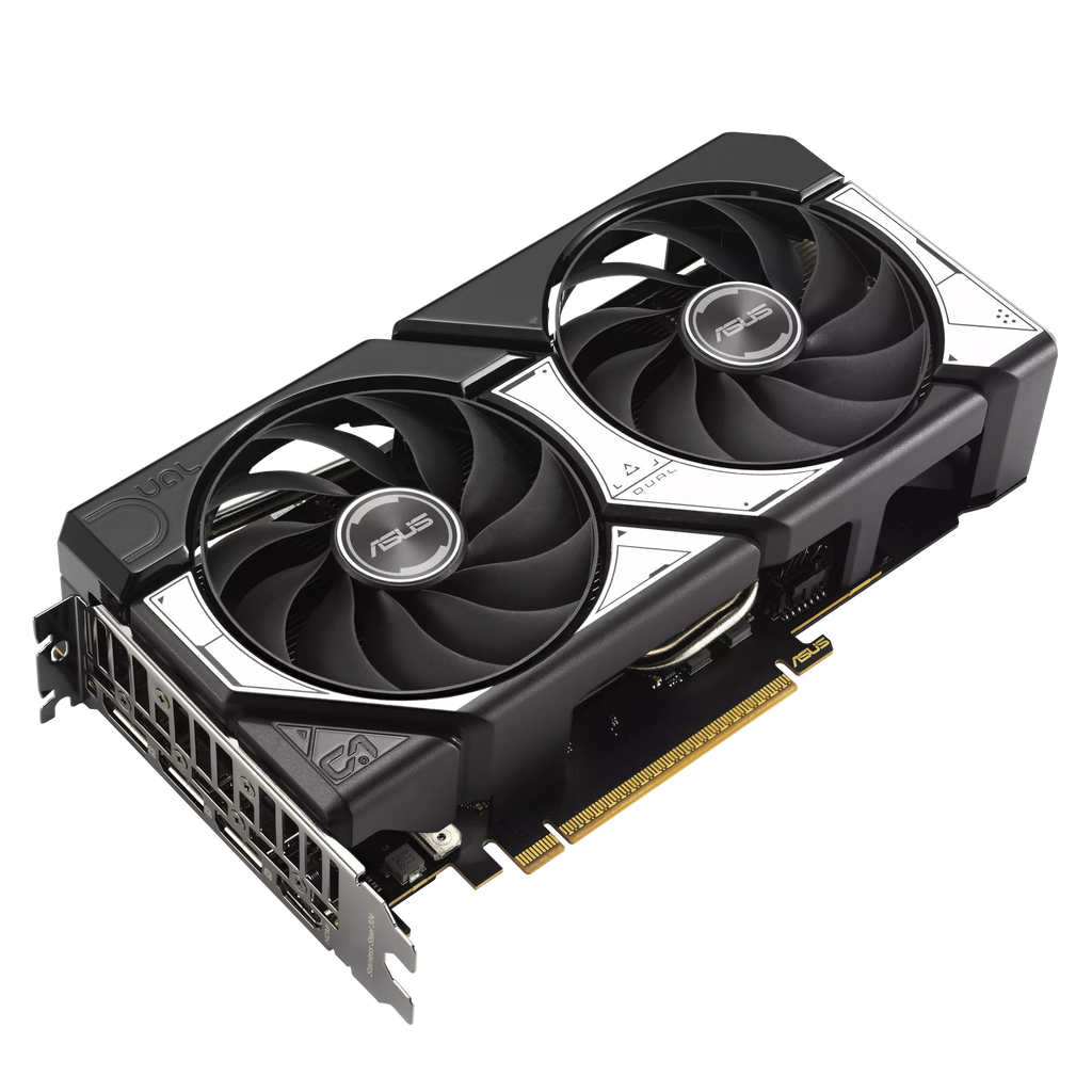 كرت شاشة ASUS Dual RTX 5060 يوضح مروحتي التبريد
