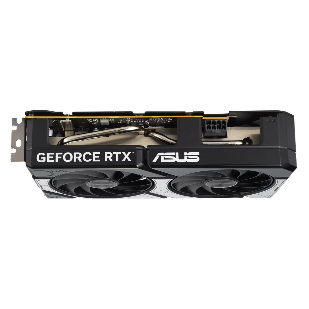 كرت شاشة ASUS Dual RTX 5060 يوضح المنافذ