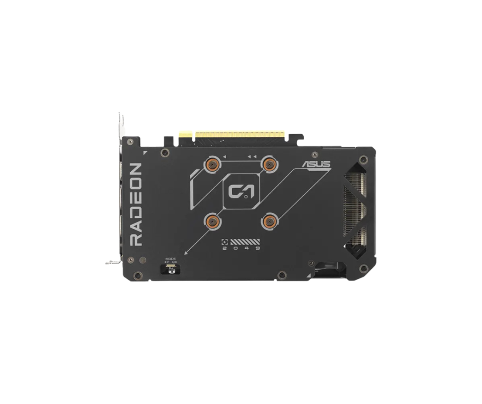 كرت شاشة ASUS Dual RX 9060 XT يوضح المنافذ