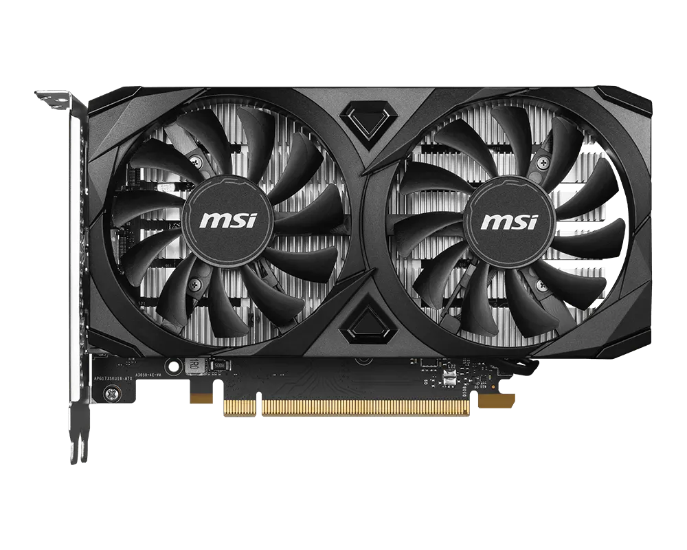 كرت شاشة MSI RTX 3050 VENTUS 2X E يوضح المنافذ