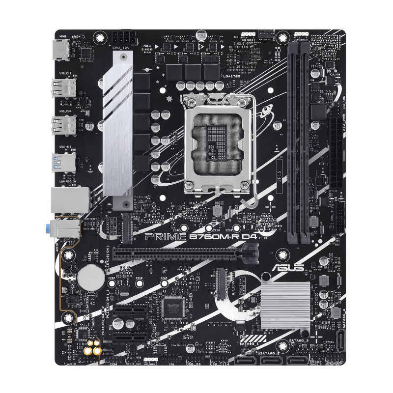 ASUS Prime B760M-R D4 Motherboard - Detail View
